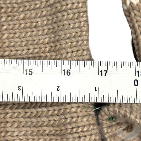 Women's Beige Striped Knit Over Knees Footless Thermal Winter Leg Warmer Socks - Picture 4 of 5